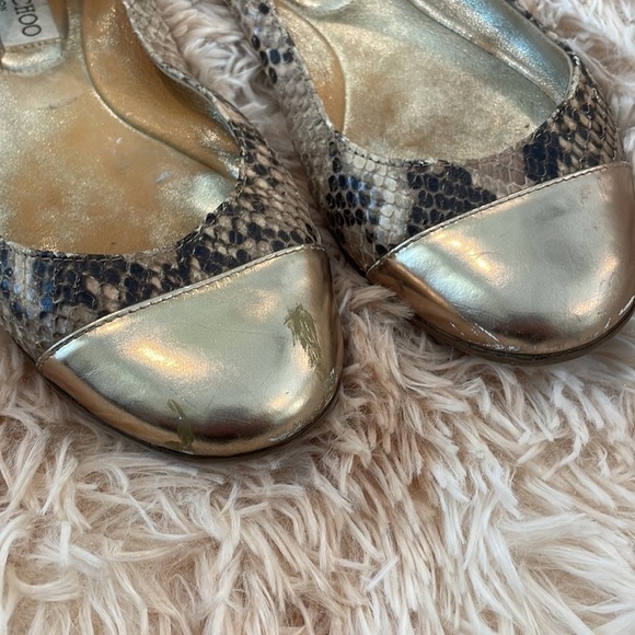JIMMY CHOO | Gold Toe Snake Skin Print Luxury Flats | Size 35 EU Women’s - Picture 2 of 9